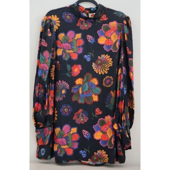 Farm Rio x Anthropologie 301973 Women's Sz XL Multi Lilys Garden L/S Blouse - Picture 1 of 12